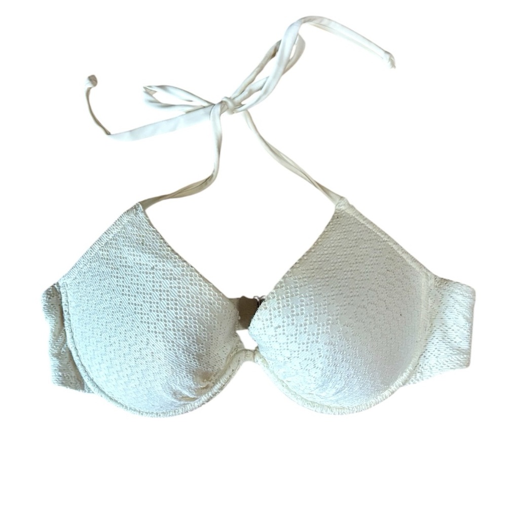 H&M off white cream lace bikini top with underwire, 36C